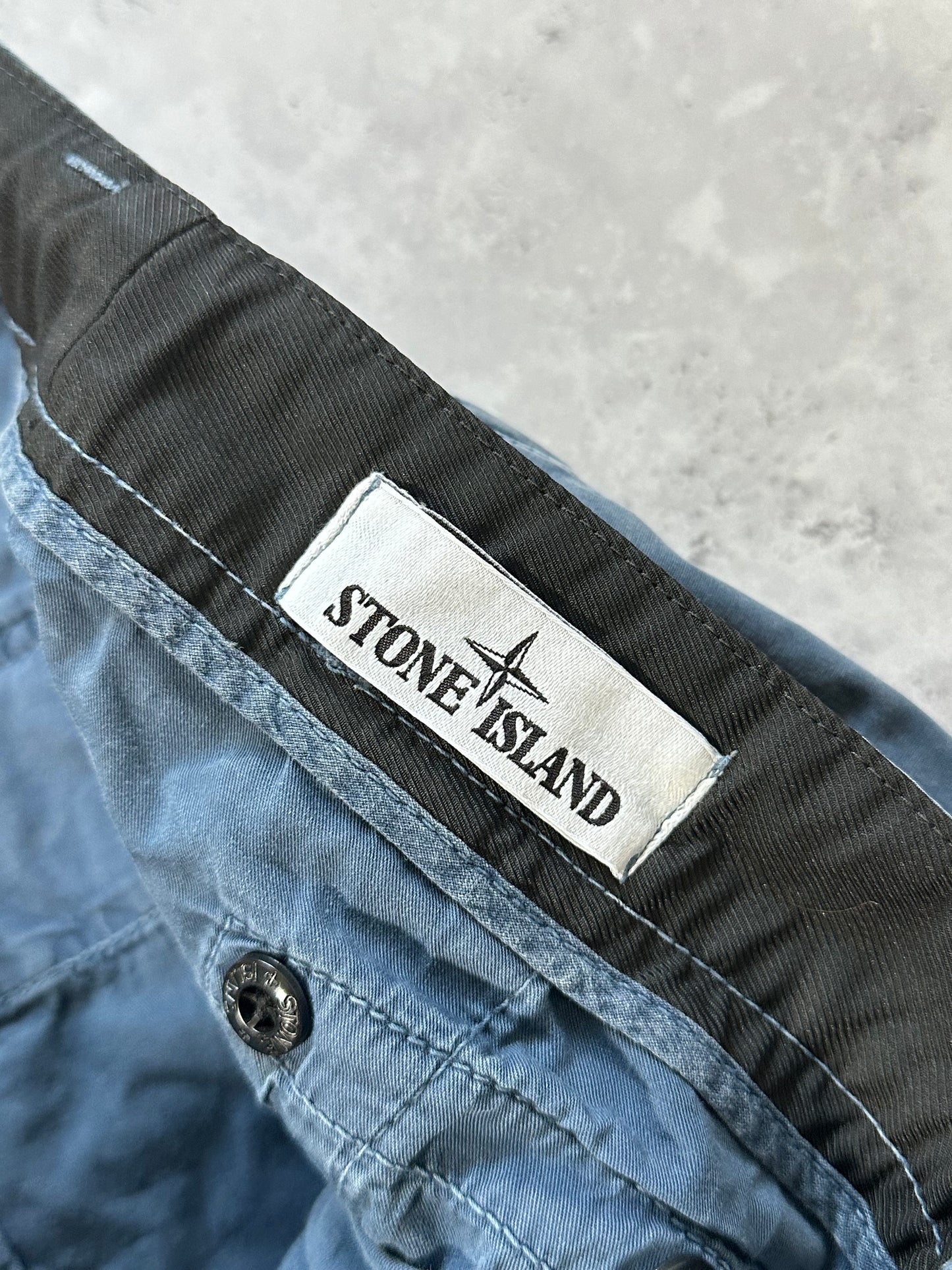 Stone Island Cargo Cotton Canvas Shorts in Blue (W34-35”)