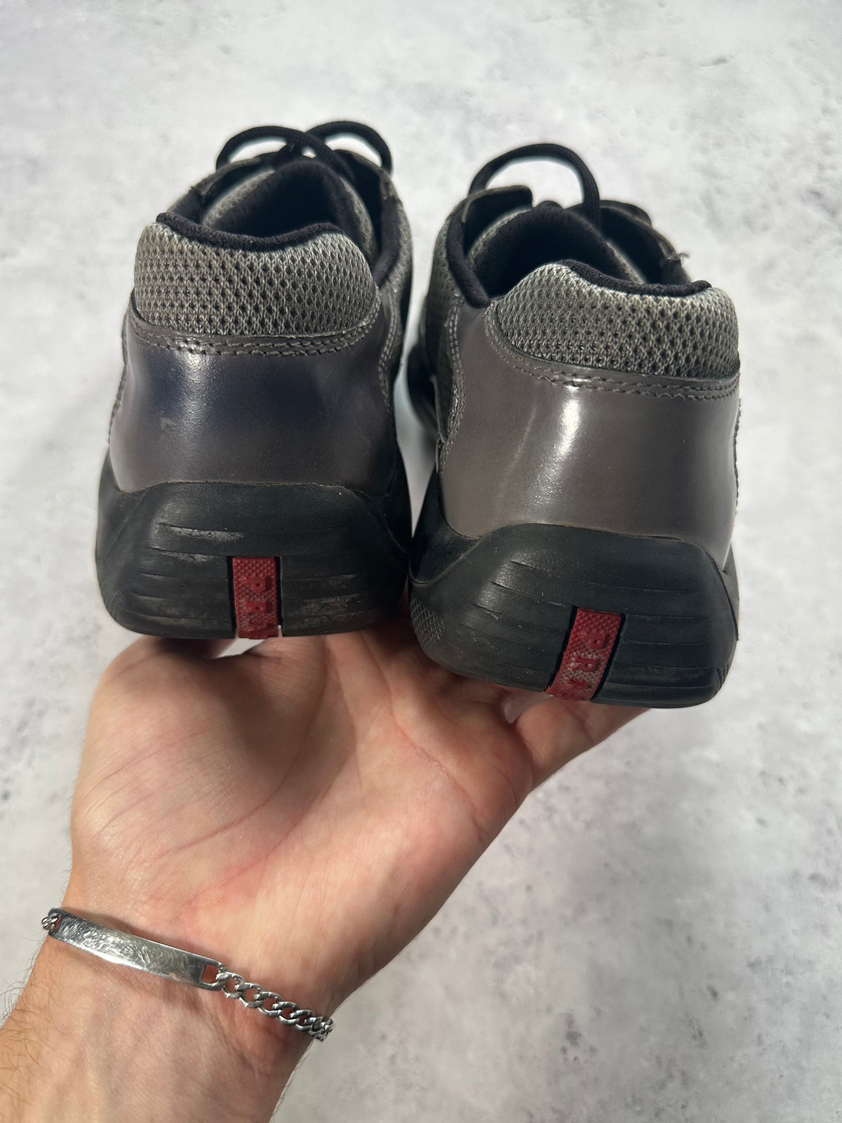 Prada Linea Rossa America’s Cup Sneakers in Patent Grey (fits UK9-9.5/EU43-44/US10-10.5)
