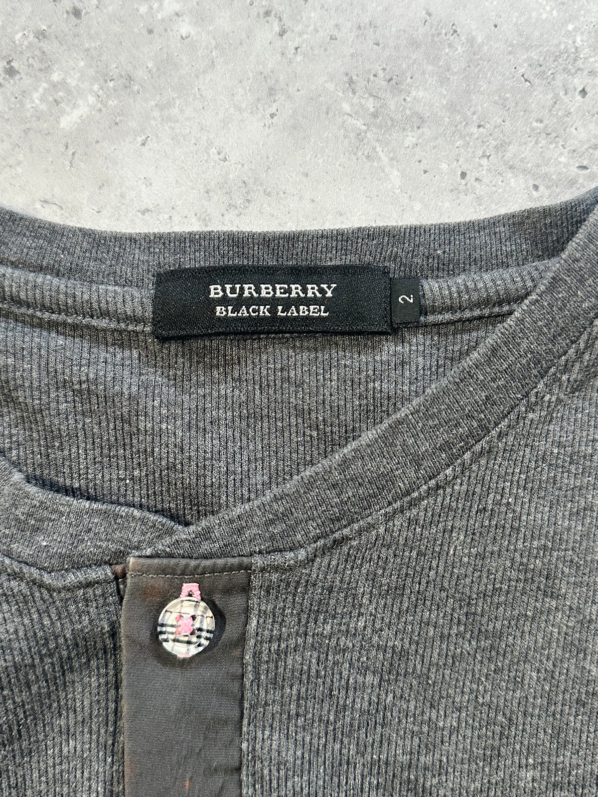 Burberry Black Label 2008 Ribbed Cotton Henley Tshirt (XS-S)