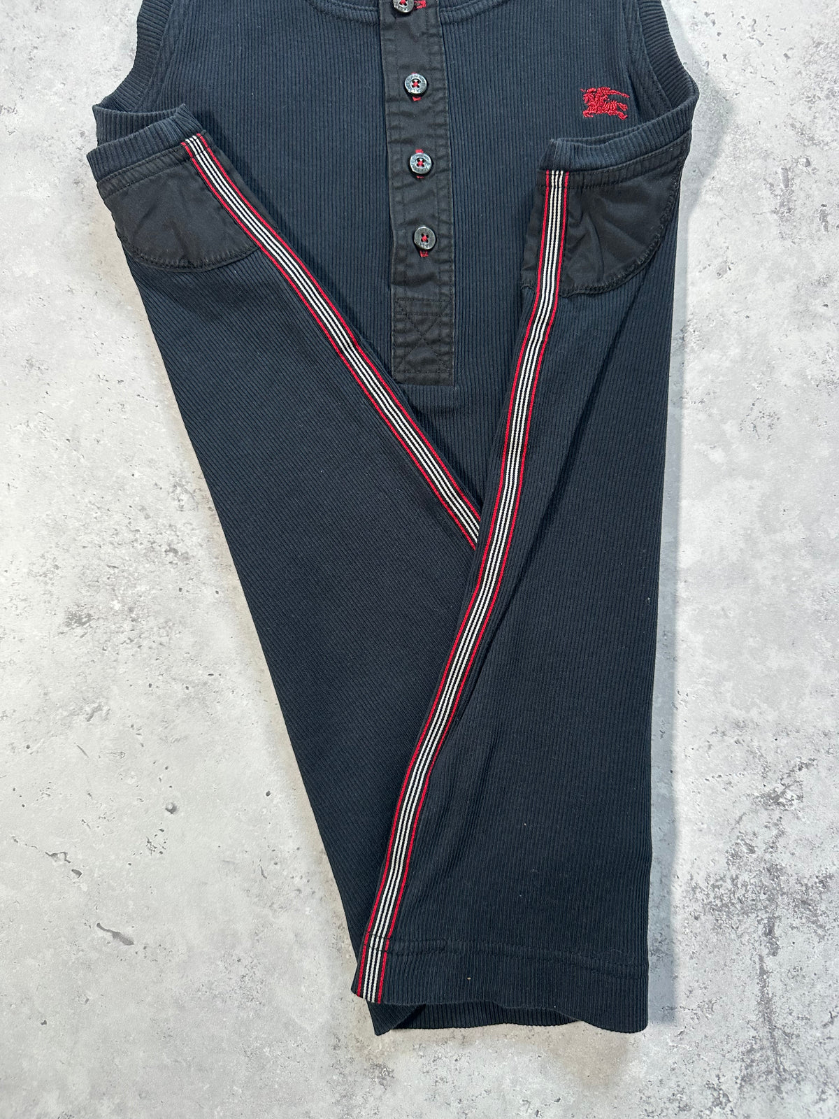 Burberry Black Label 2008 Ribbed Cotton Henley Tank Top / Vest (S)