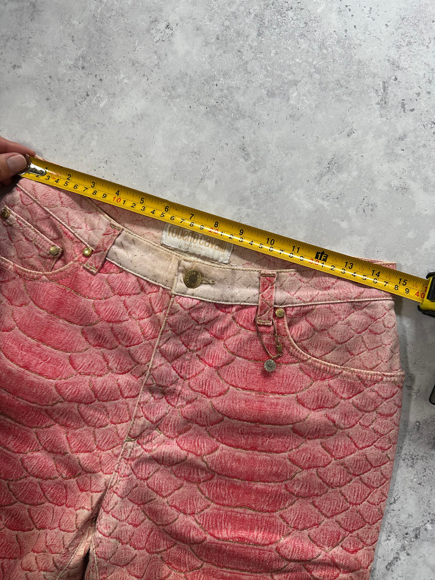 Roberto Cavalli S/S1999 Pink Python Glittered Swarovski Jeans (W29 L32)