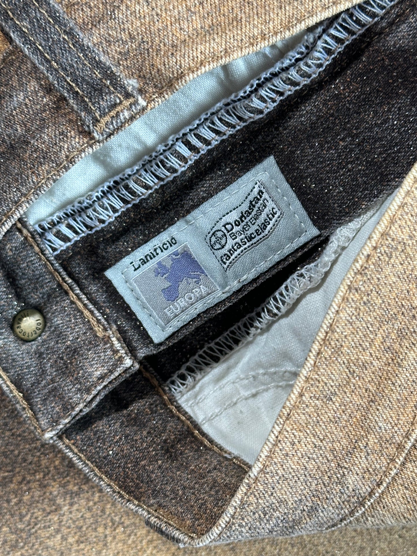 Roberto Cavalli 2002 Gradient Foil Straight Leg Jeans (W30 L31)