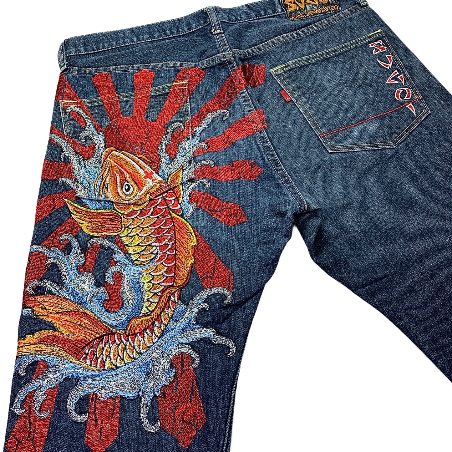 Sugoi Embroidered Koi Fish Japanese Denim Jeans