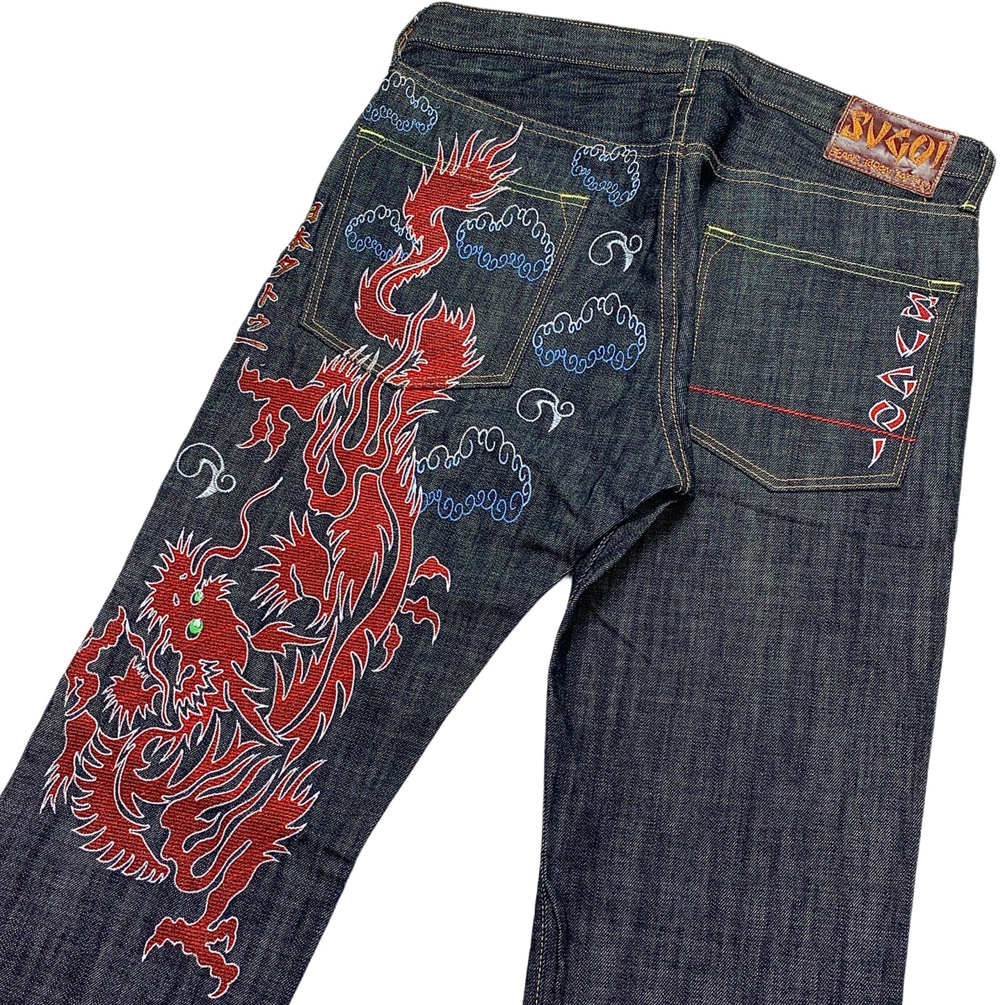 Sugoi Embroidered Dragon Japanese Denim Jeans