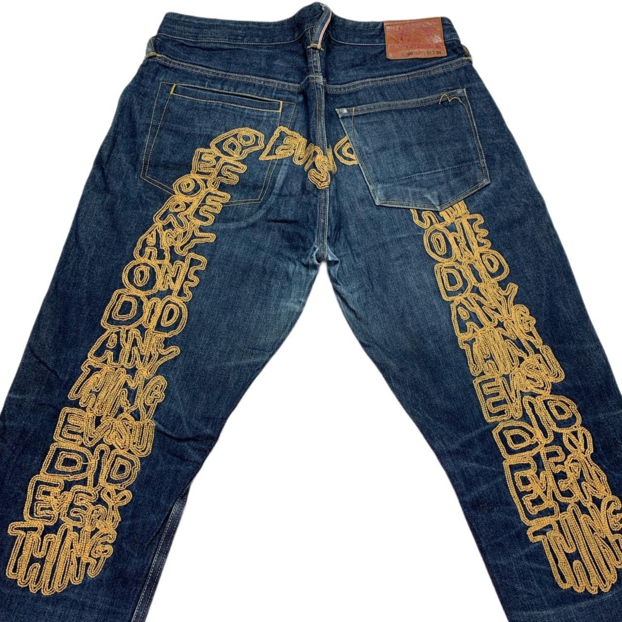 Evisu Embroidered Script Daicock Japanese Selvedge Denim Jeans