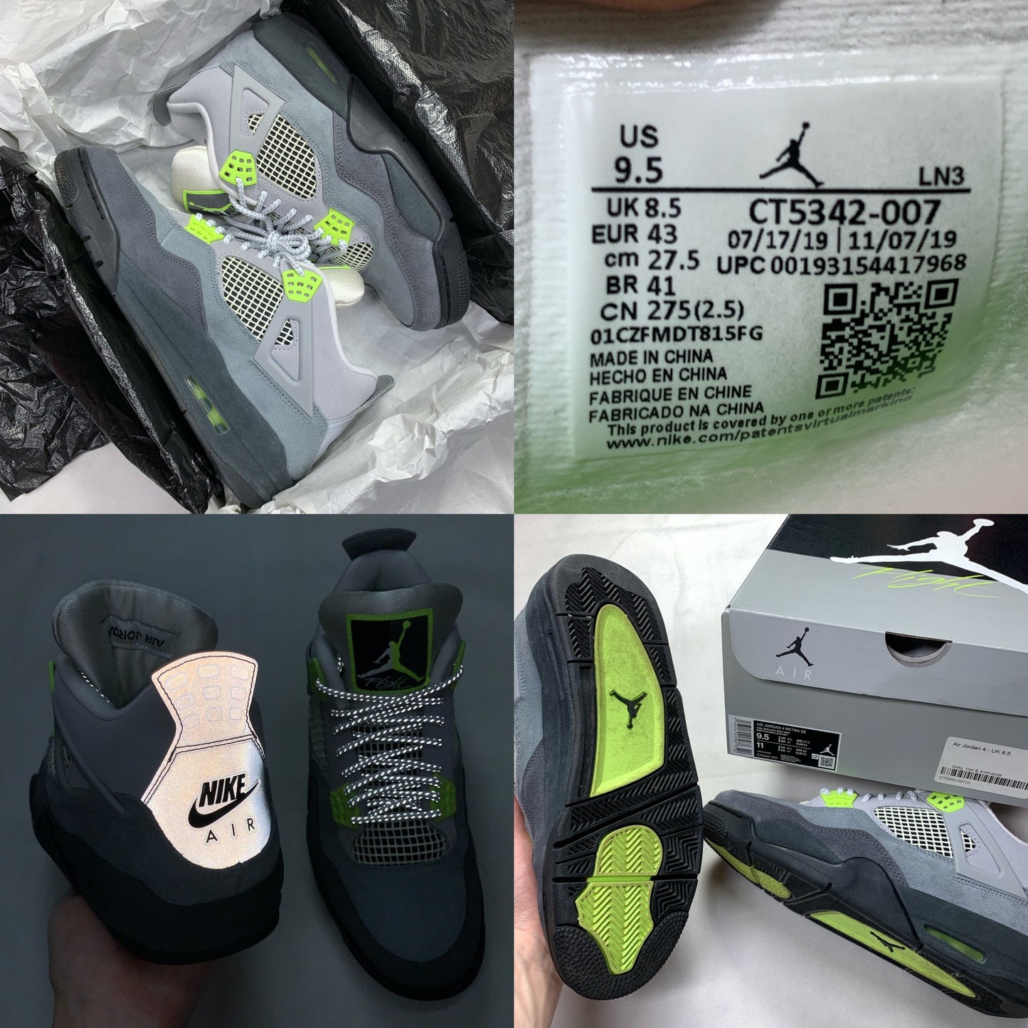 Nike Jordan 4 Neon Shoes