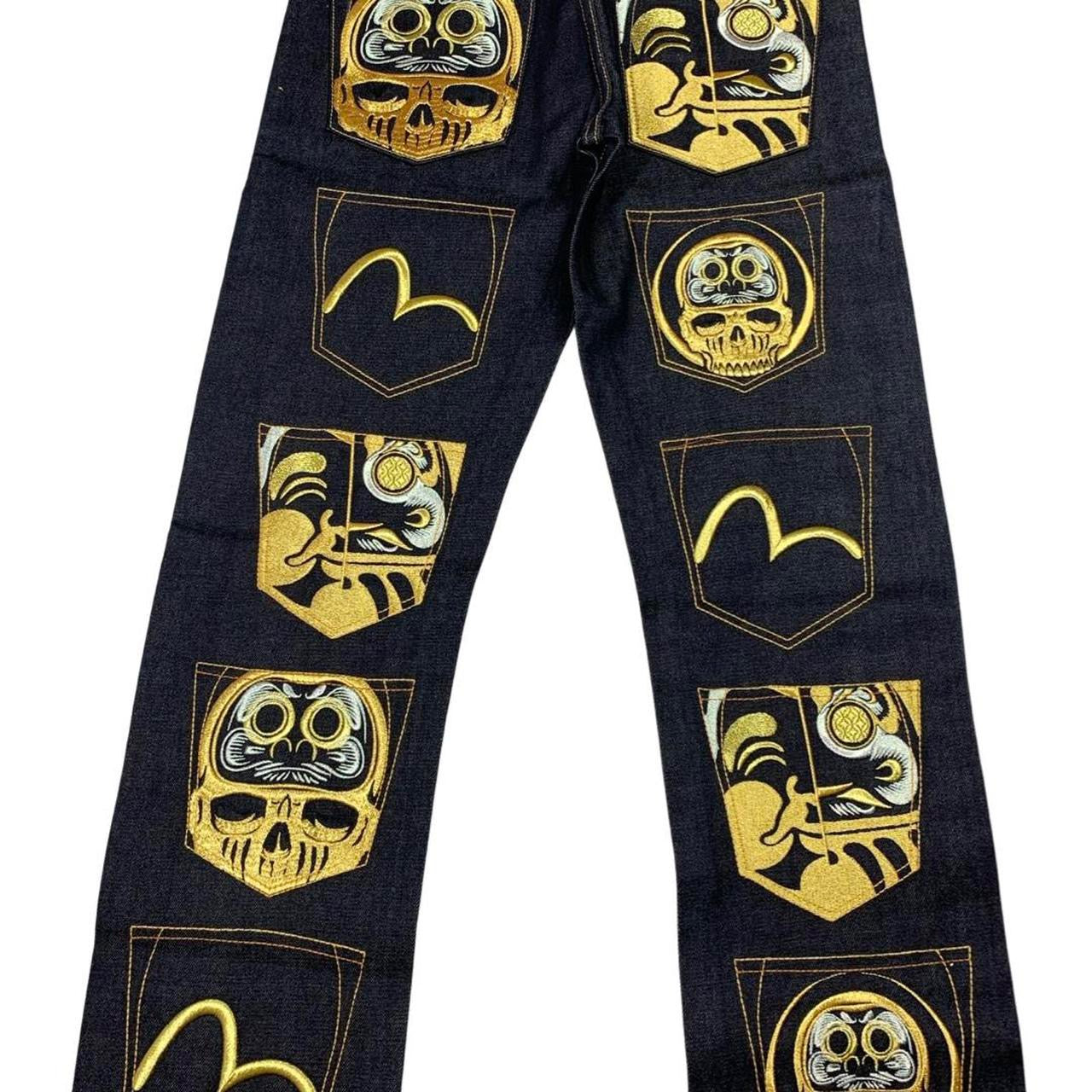 Evisu Embroidered Golden Multi Pocket Japanese Selvedge Denim Jeans