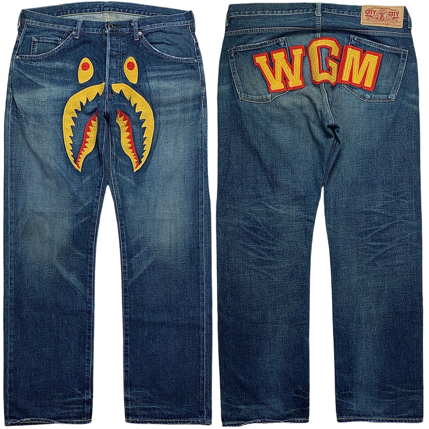 Bape Embroidered Shark Jeans