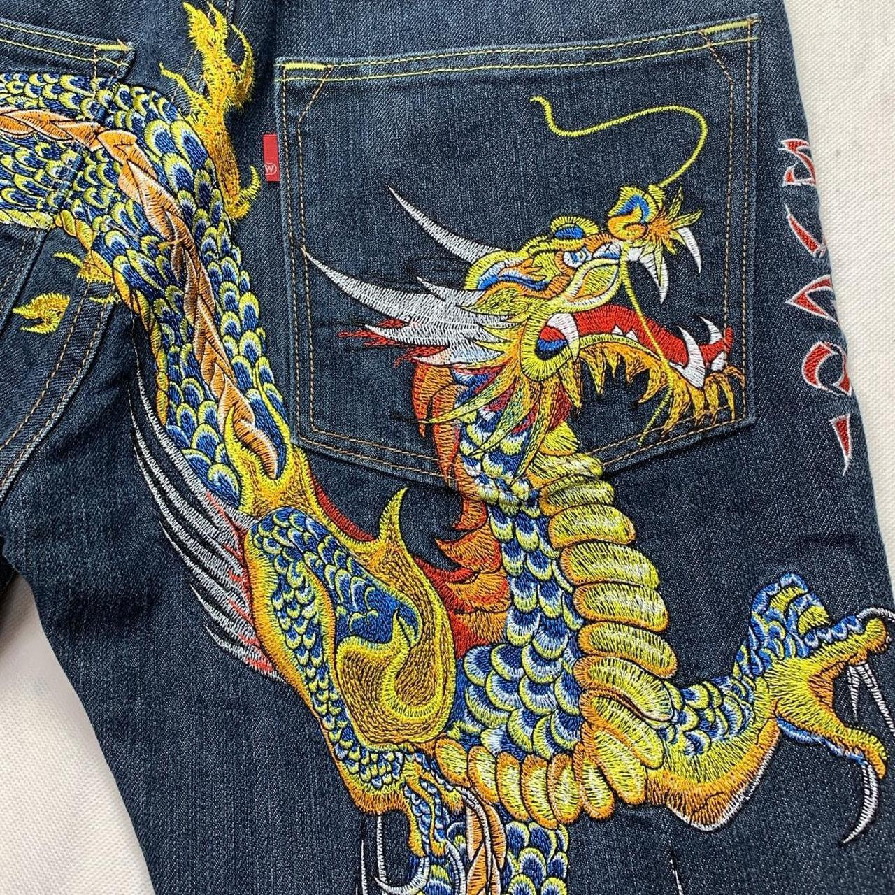 Sugoi Embroidered Dragon Japanese Denim Jeans