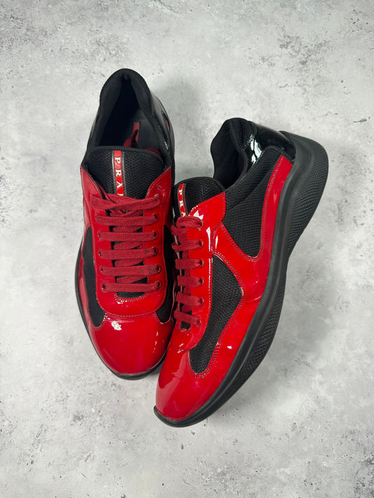 Prada America’s Cup 2022 Patent Leather Sneakers in Red & Black (UK11.5/US12.5/EU46)