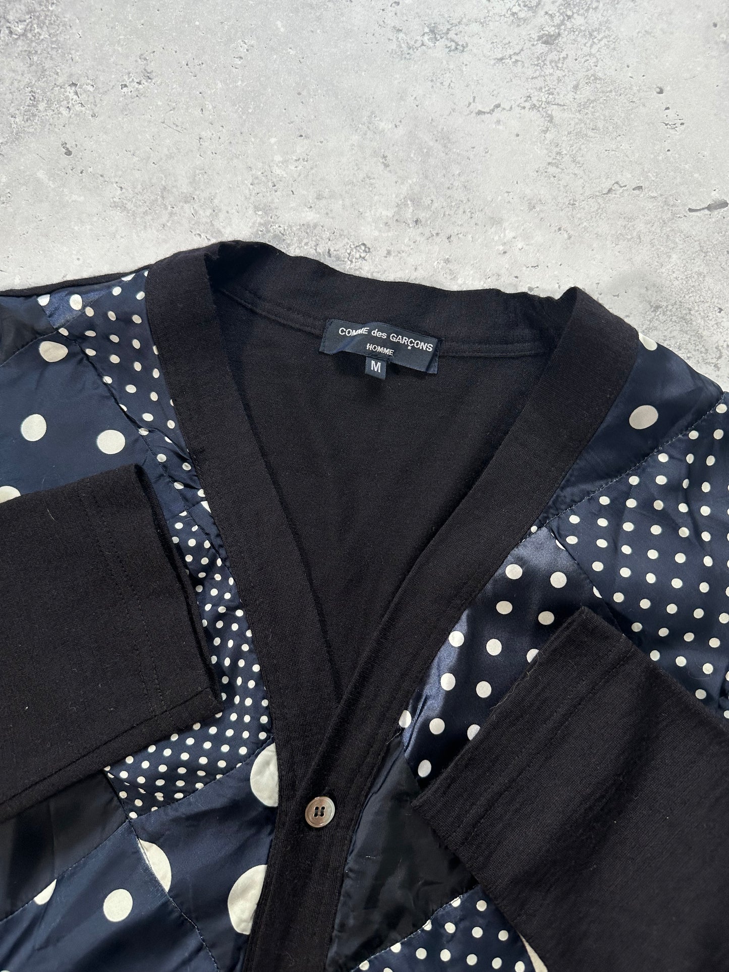 Comme des Garçons Homme AD2015 Polkadot Diamond Patchwork Cardigan