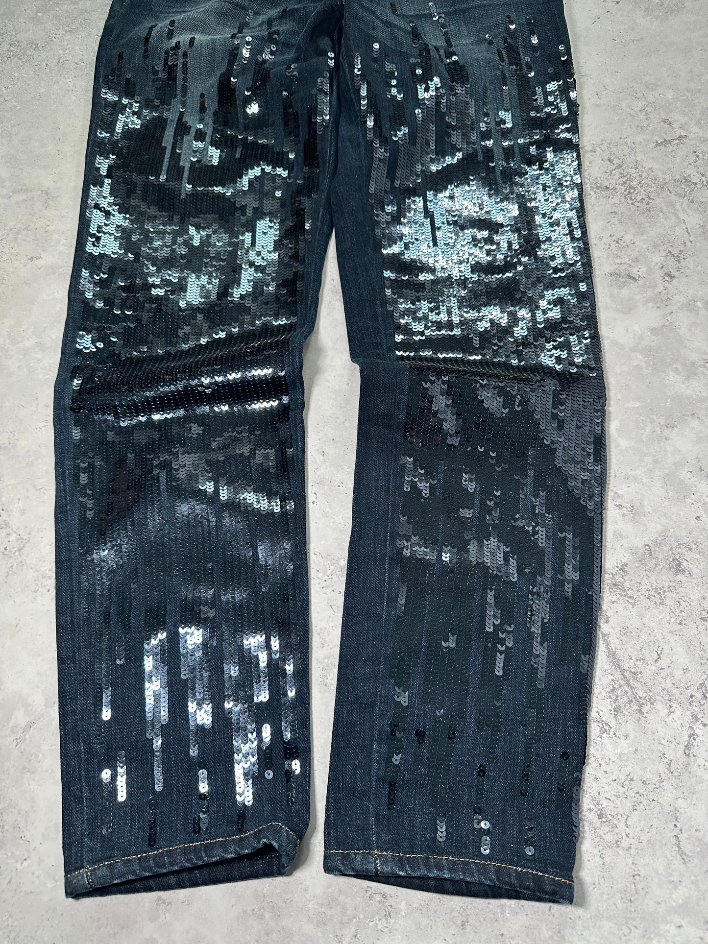 Roberto Cavalli 2010s Sequinned Denim Jeans (W28)