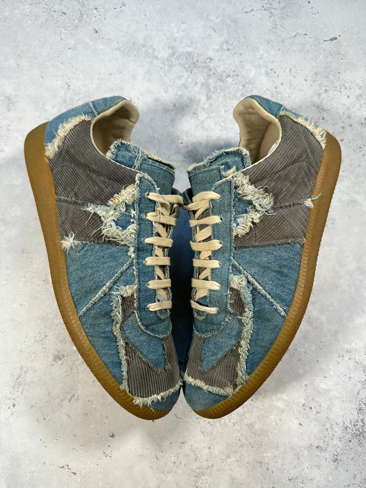 Maison Margiela 2017 Denim Corduroy Patchwork GAT Sneakers (EU44 / UK10 / US11)