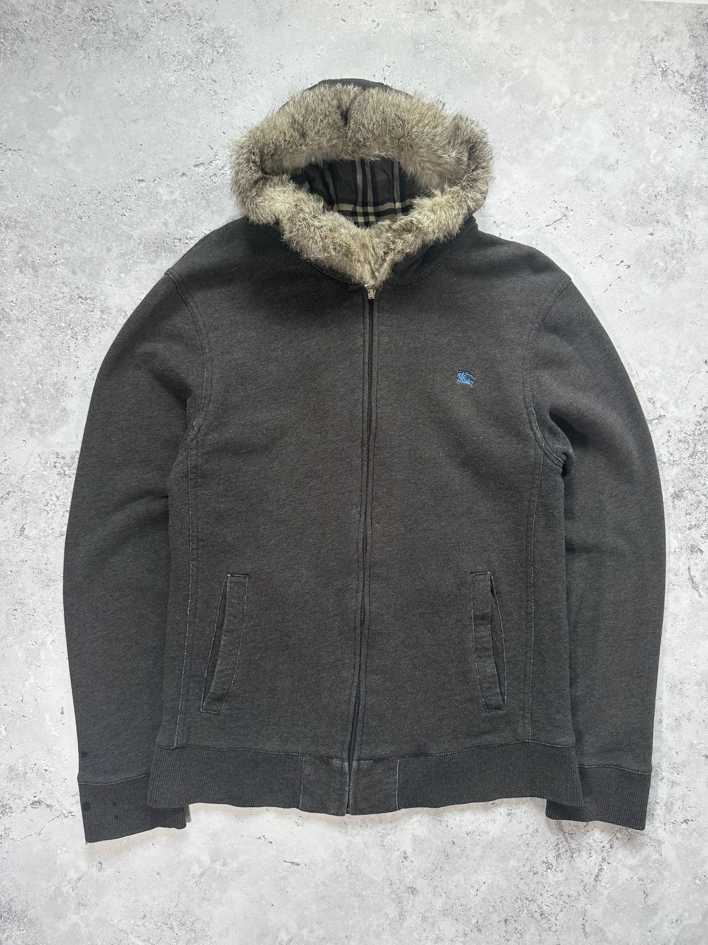 Burberry Black Label 2007 Fur Hood Zip Hoodie
