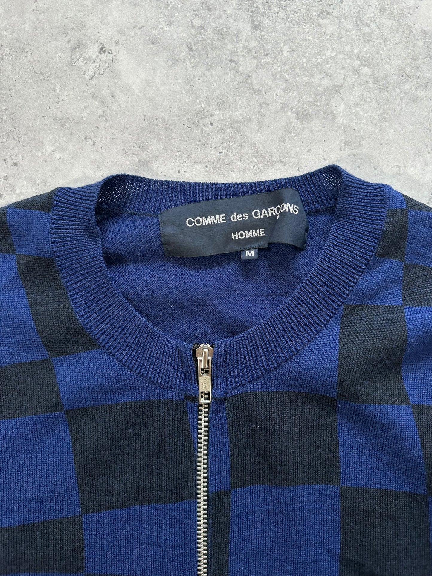 Comme des Garçons Homme AD2004 Checkerboard Zip Knit Cardigan (M)