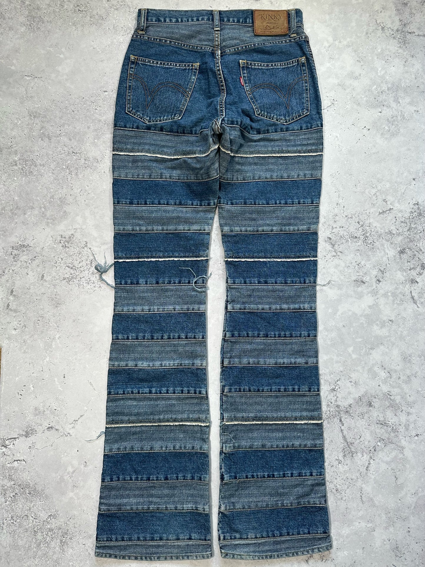 Hysteric Glamour 1990s Hagi Striped Patchwork Denim Jeans