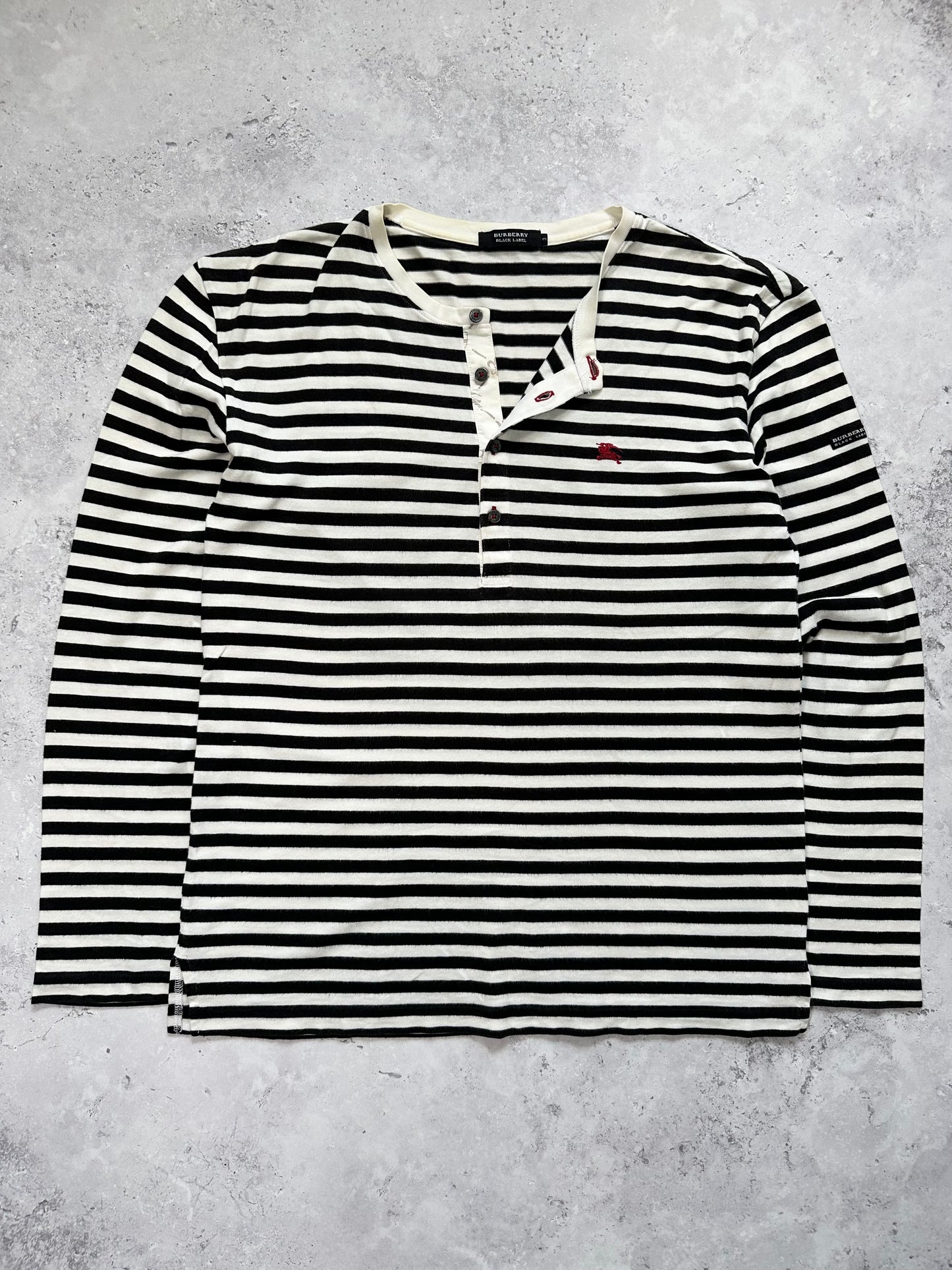 Burberry Black Label Striped Longsleeve Henley T-Shirt (M)