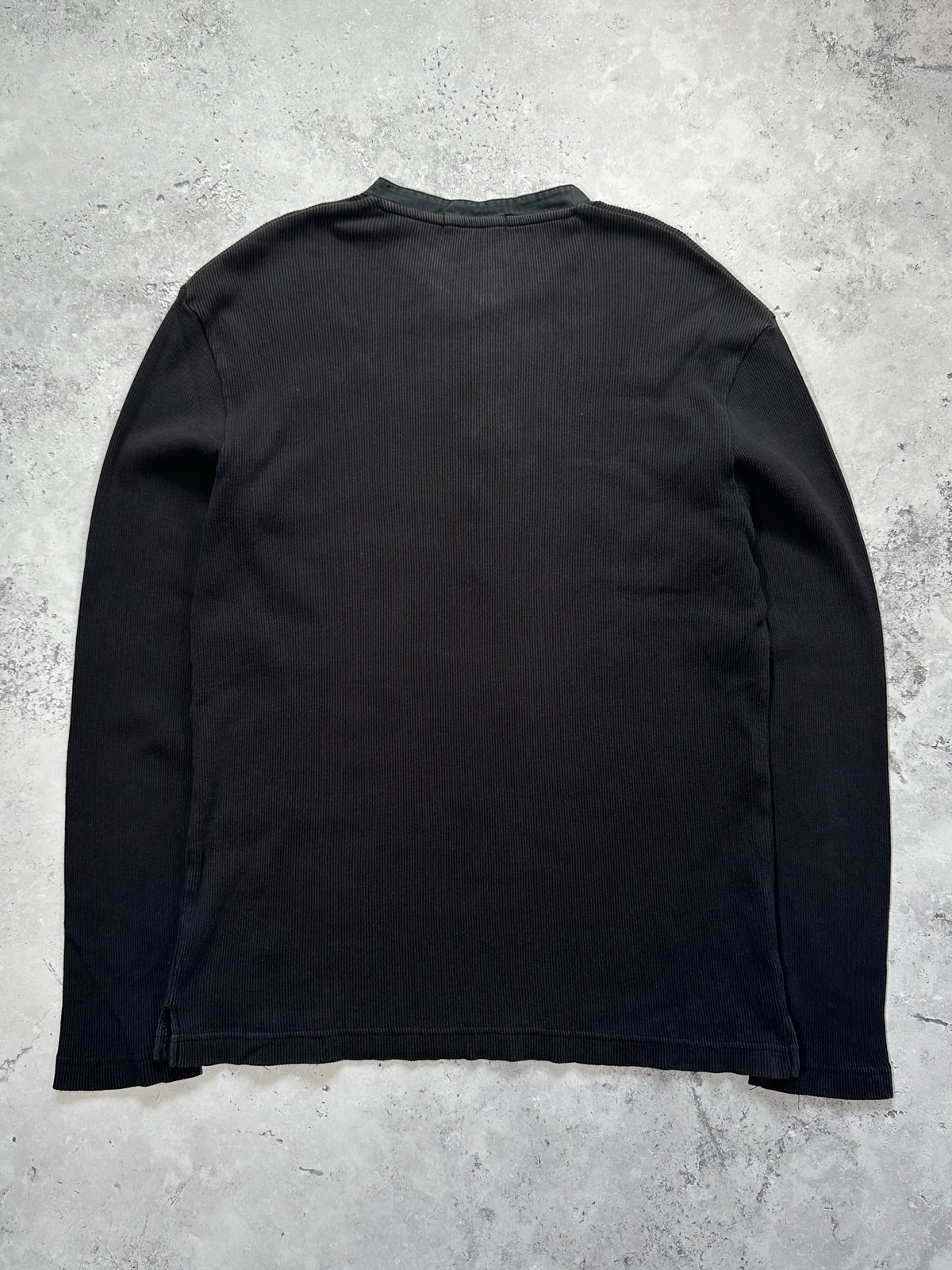 Burberry Black Label 2009 Ribbed Cotton Longsleeve Henley Tshirt (M)