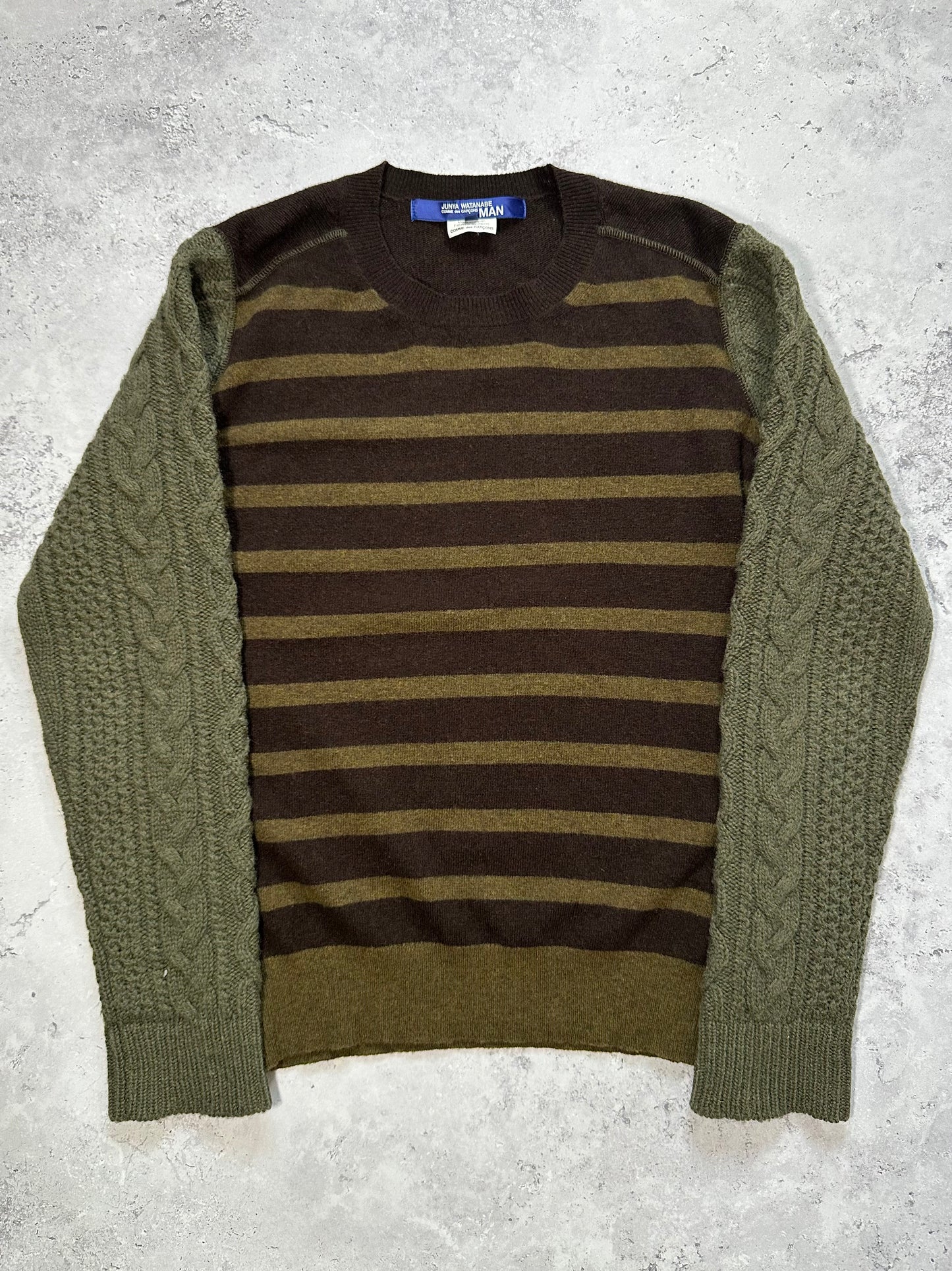 Junya Watanabe MAN Comme Des Garçons AD2010 Striped Cable Knit Sweatshirt (S)