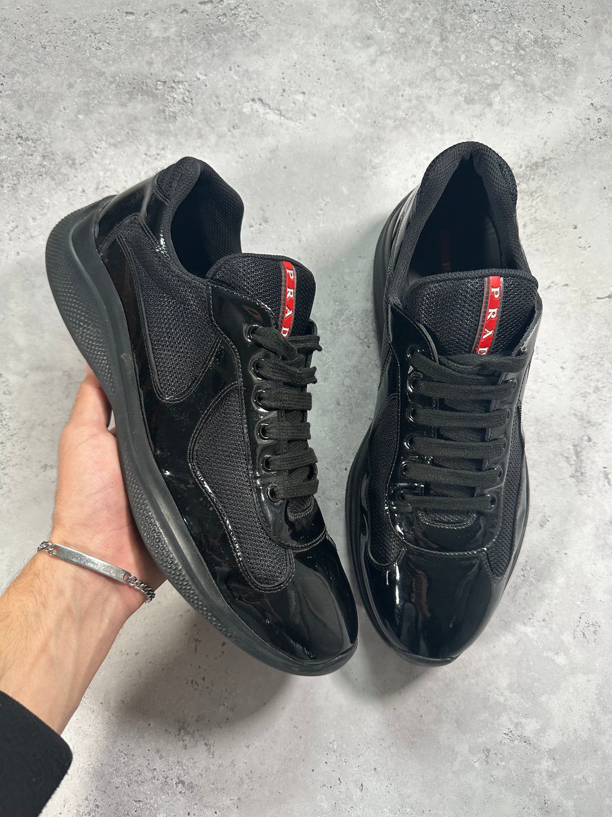 Prada America’s Cup 2022 Patent Leather Sneakers in Black (UK11/US12/EU45)