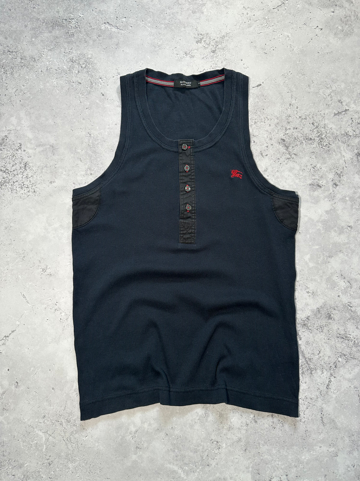 Burberry Black Label 2008 Ribbed Cotton Henley Tank Top / Vest (S)