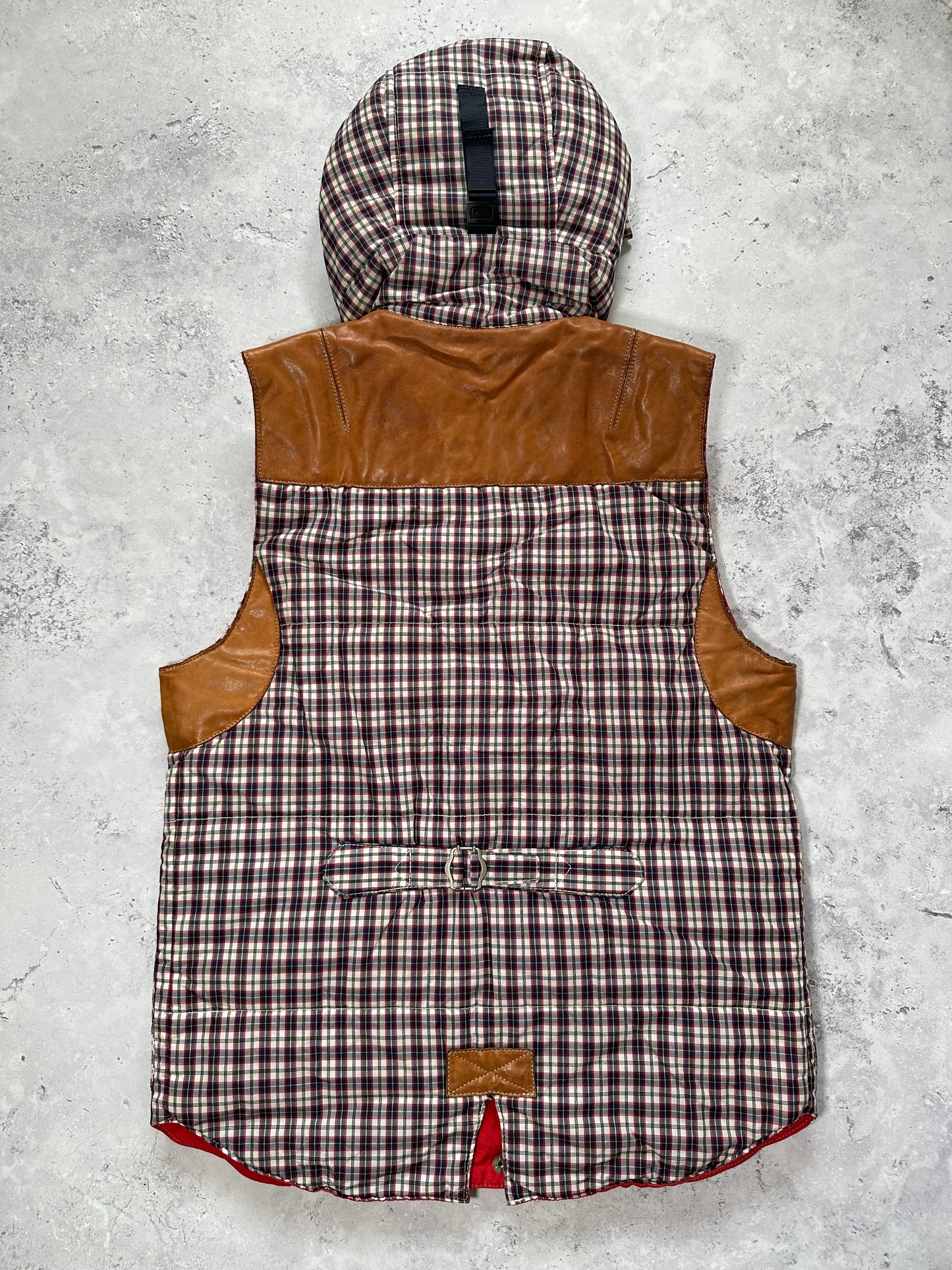 Junya Watanabe MAN Comme des Garçons 2009 Plaid Reversible Hooded Vest (XS-S)