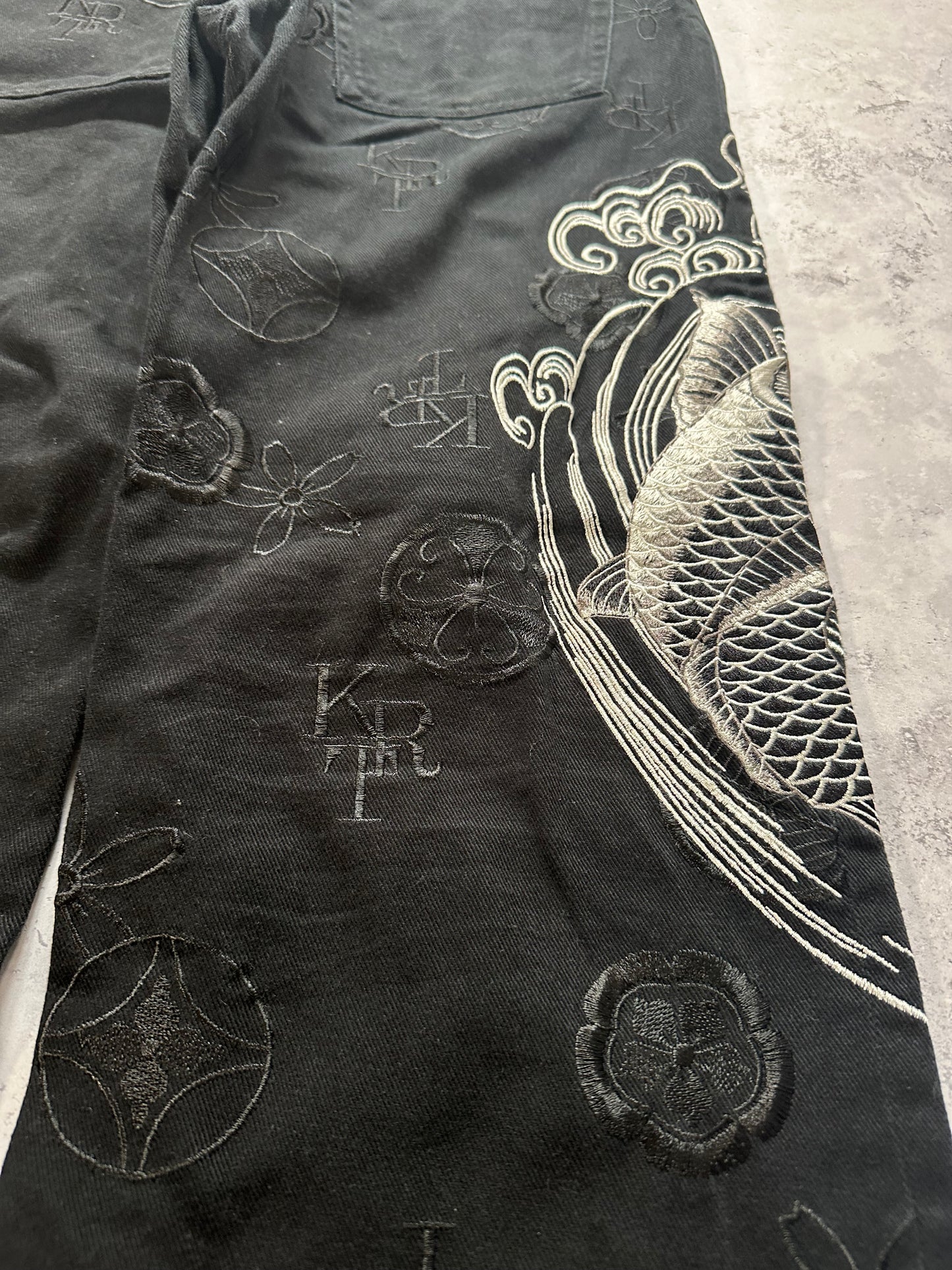 Karakuri Tamashii Japanese Embroidered Denim Jeans