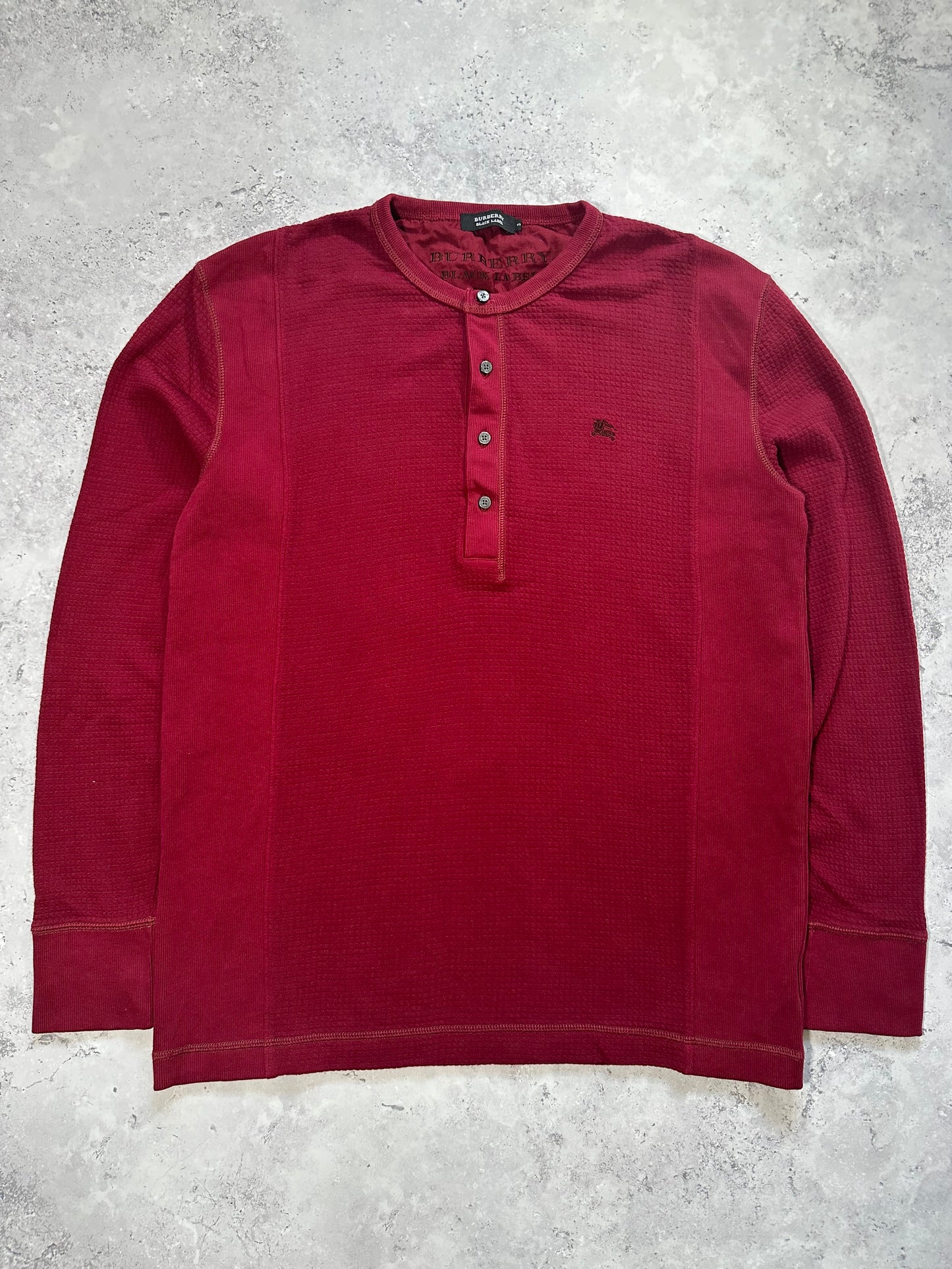Burberry Black Label Waffle Knit Longsleeve Henley Tshirt