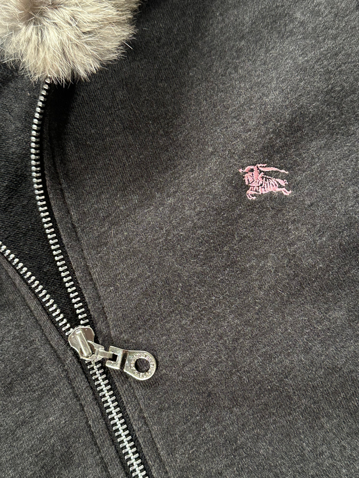 Burberry Black Label 2006 Fur Hood Zip Hoodie (S)
