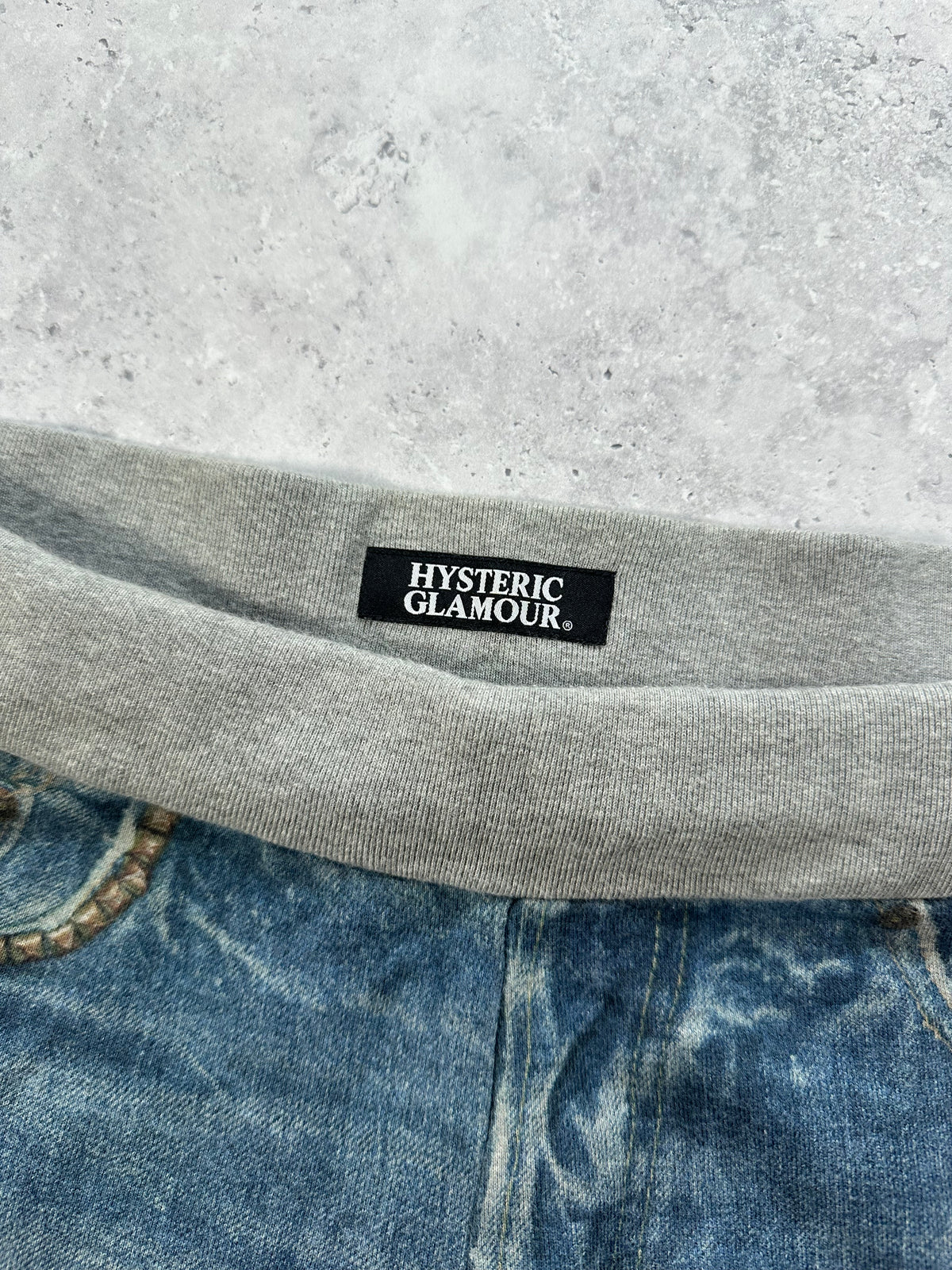 Hysteric Glamour Trompe L’oeil Studded Denim Effect Sweatpants (M)