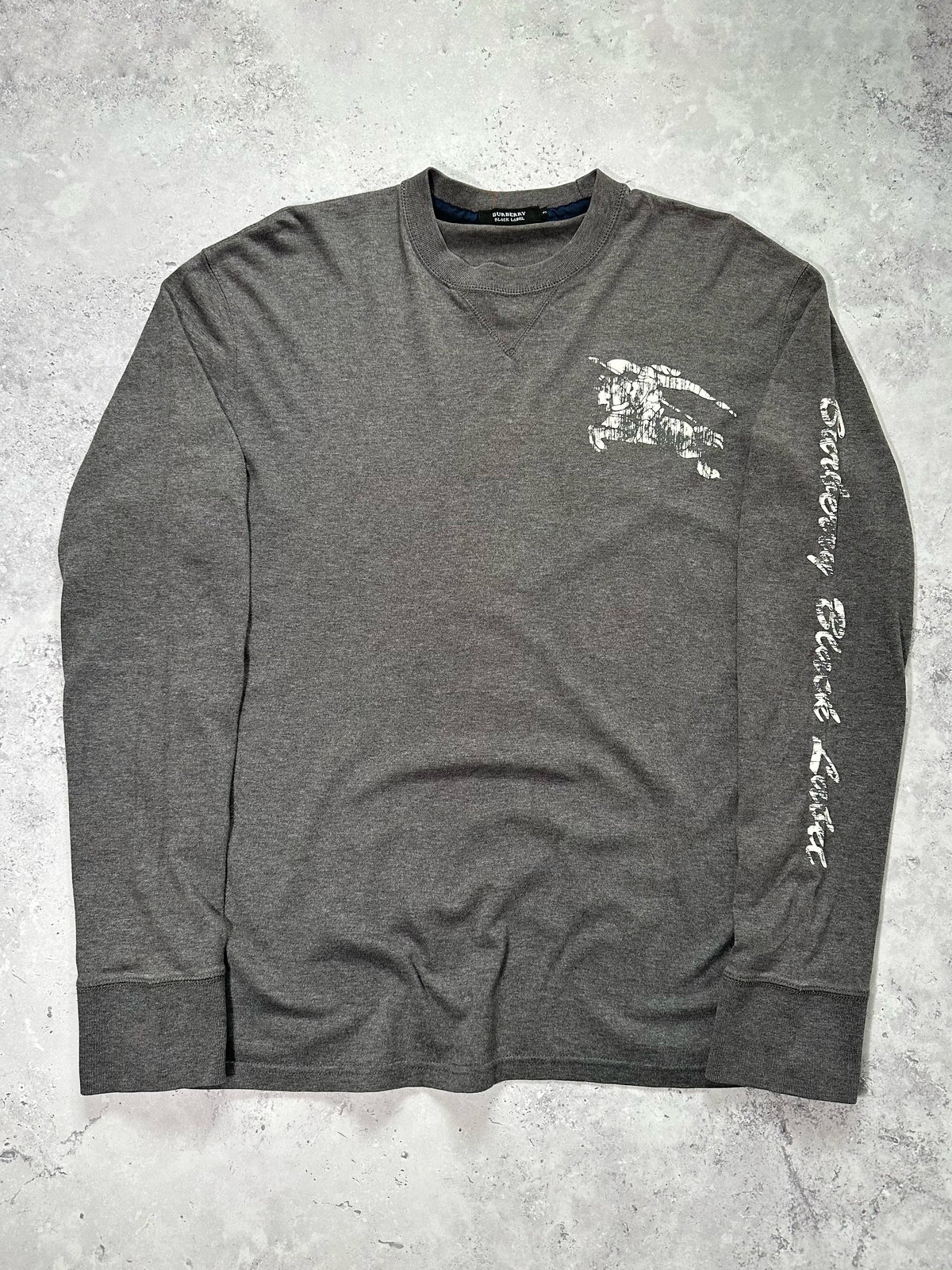 Burberry Black Label 2007 Arm Spellout Crewneck Longsleeve Tshirt (M)