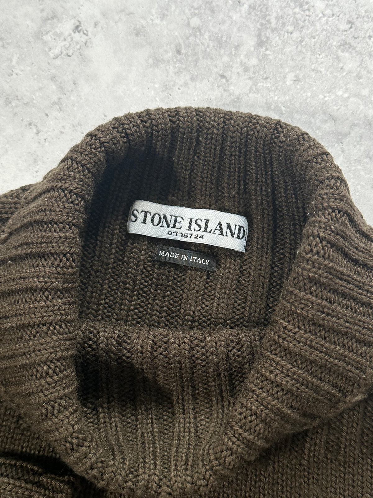 Stone Island AW2001 Ribbed Mockneck Wool Jumper by Paul Harvey (L-M)