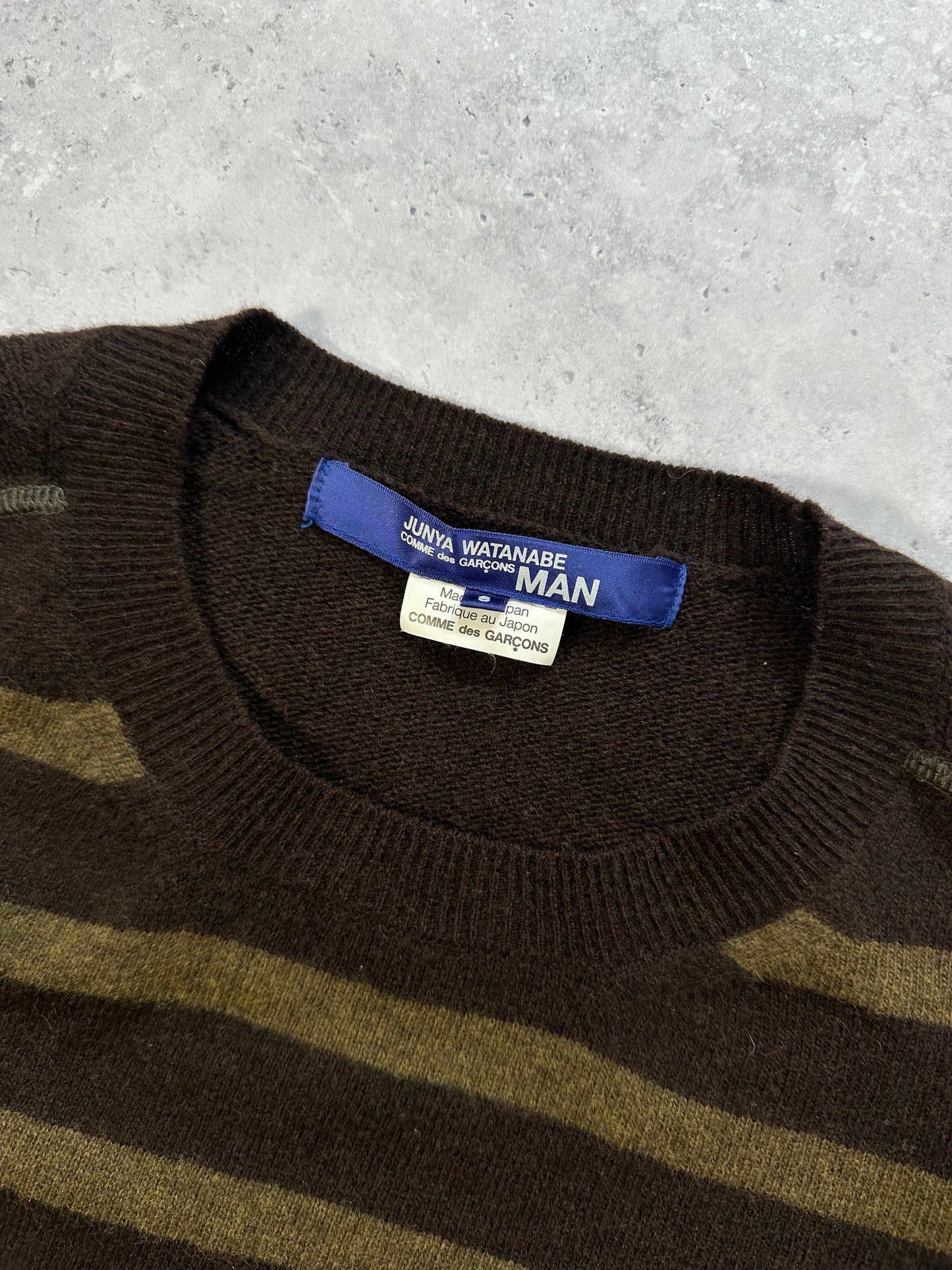 Junya Watanabe MAN Comme Des Garçons AD2010 Striped Cable Knit Sweatshirt (S)