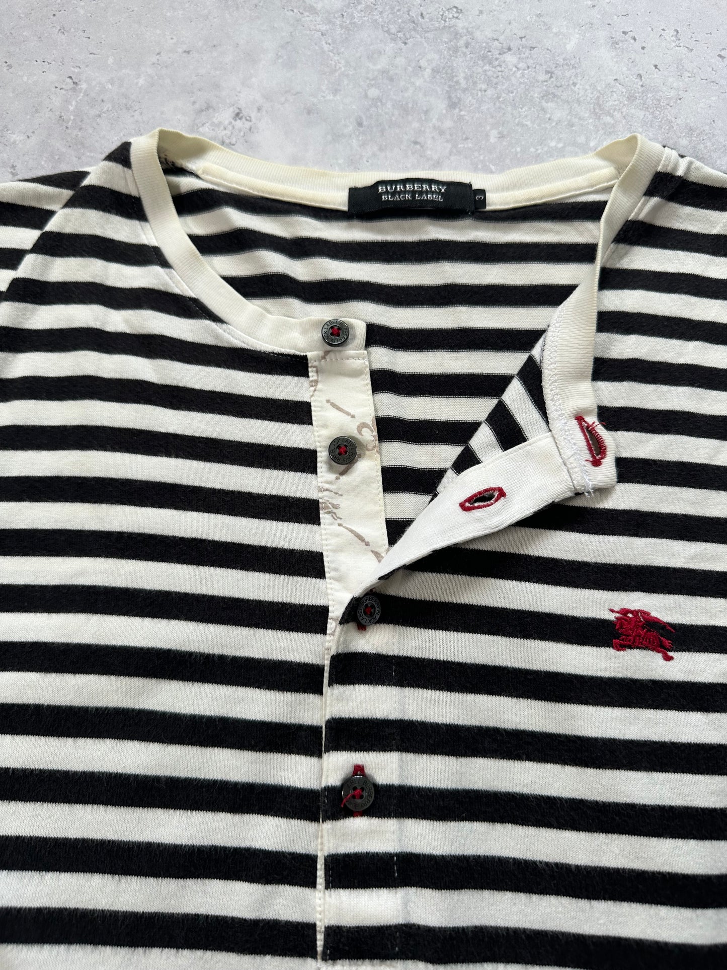 Burberry Black Label Striped Longsleeve Henley T-Shirt (M)