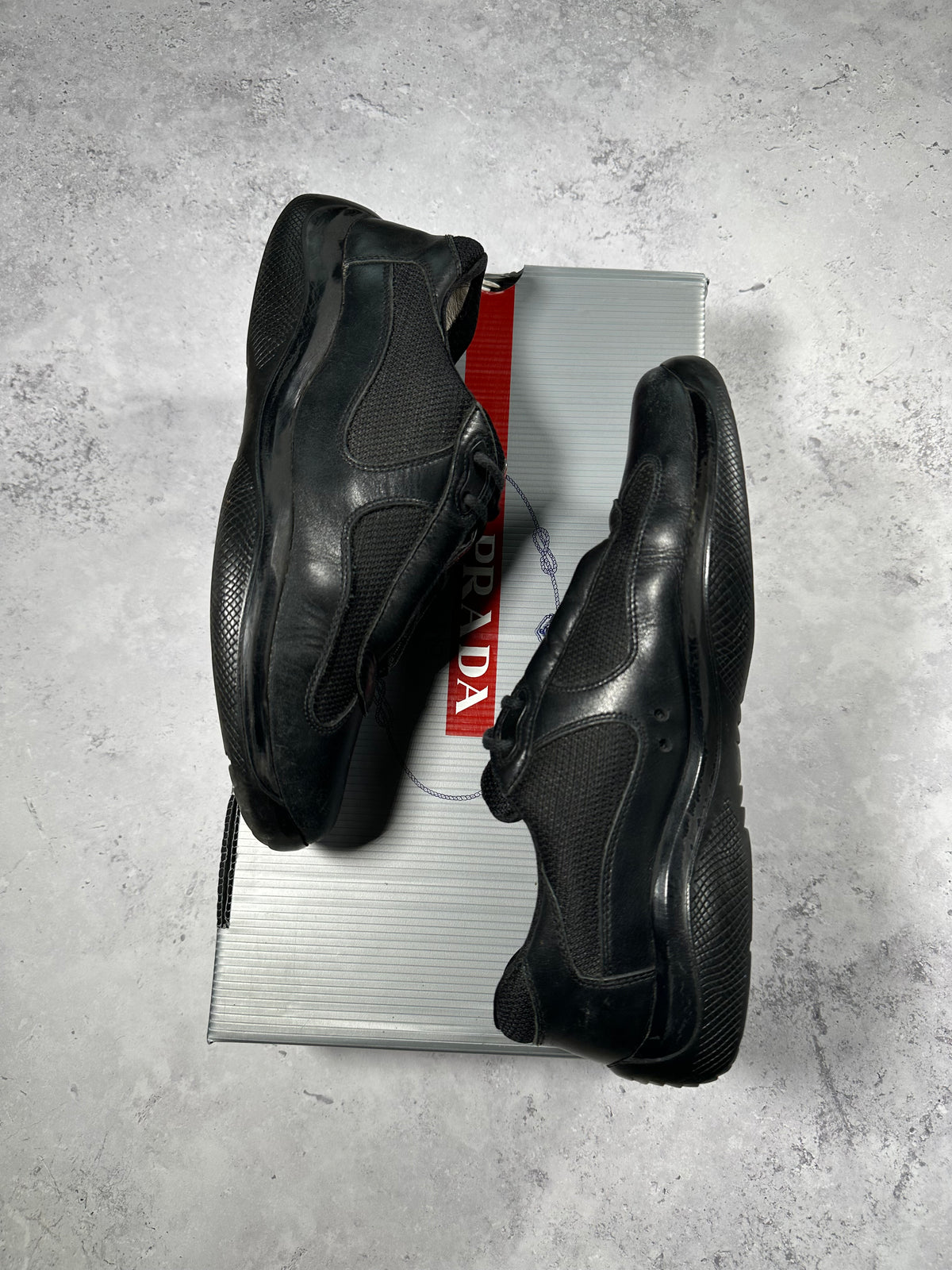 Prada Linea Rossa America’s Cup Sneakers in Black (fits UK8/EU42/ US9. Insole measures 27.5cm)