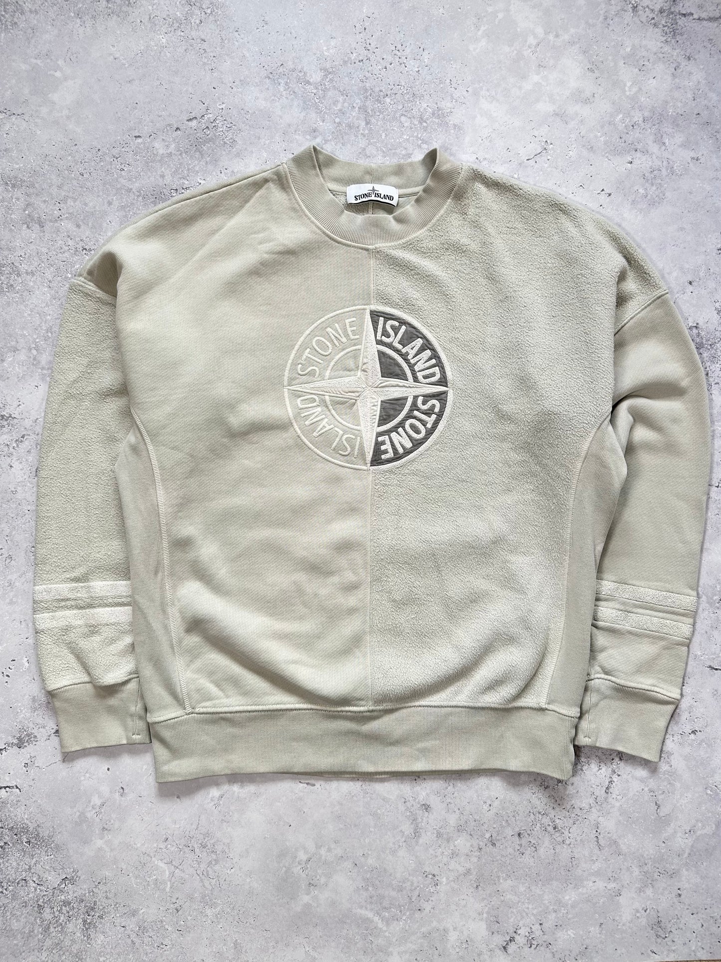 Stone Island AW2019 Old Dye Embroidered Compass Logo Sweatshirt (M)