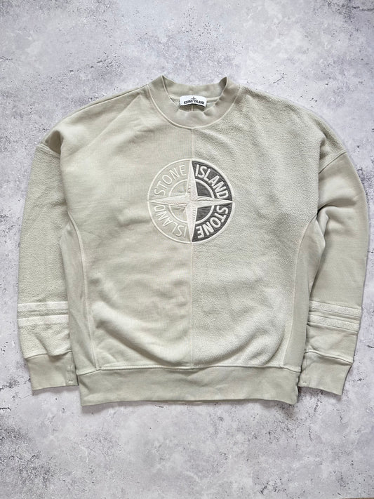 Stone Island AW2019 Old Dye Embroidered Compass Logo Sweatshirt (M)