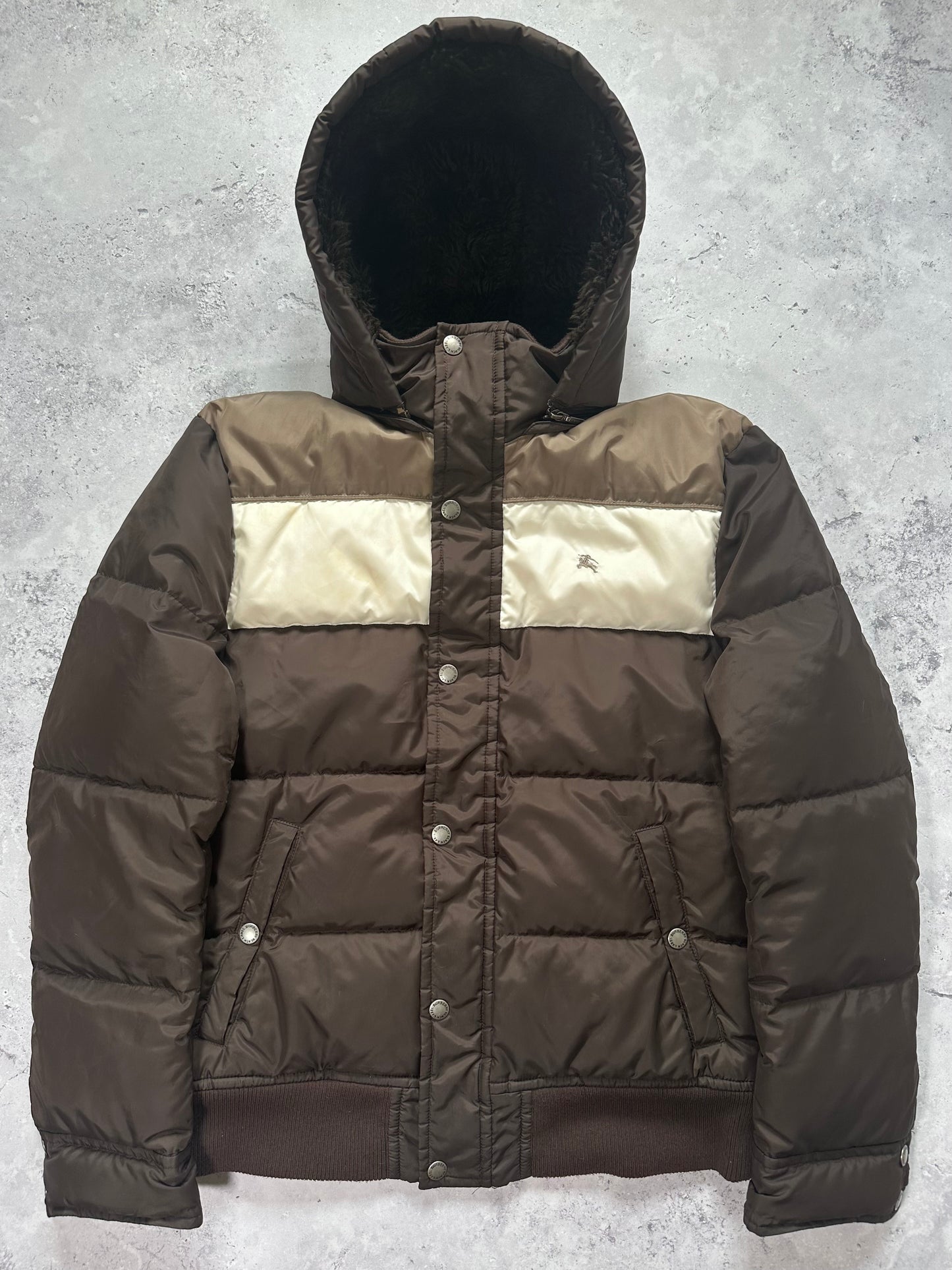 Burberry Blue Label 2007 Fleece Hood Down Jacket (M)