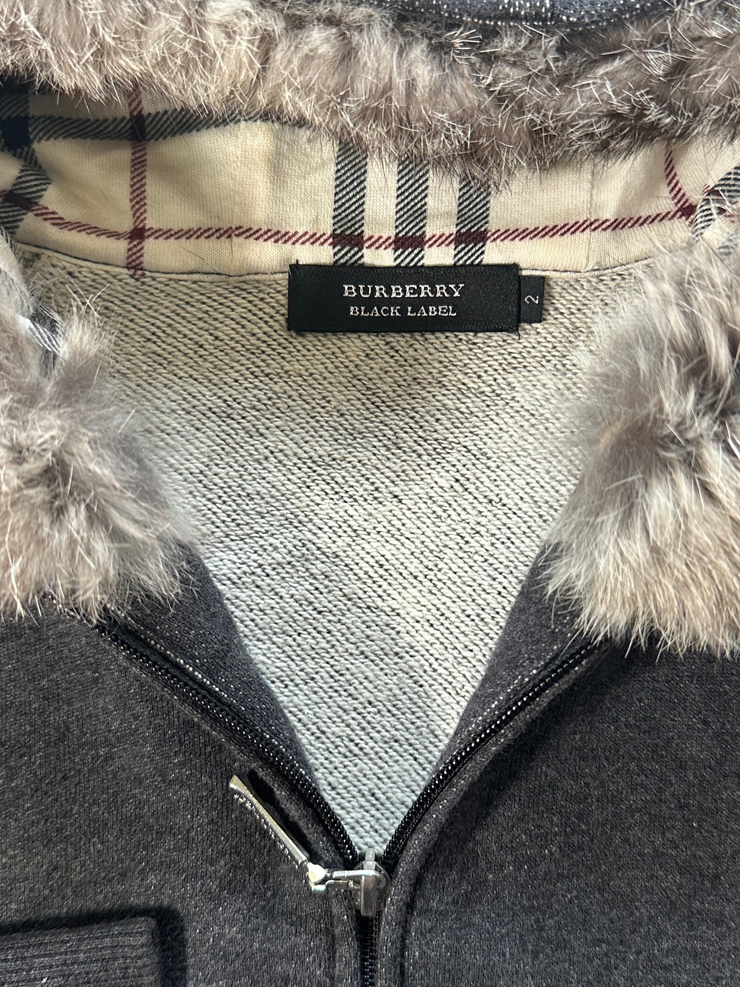 Burberry Black Label 2007 Fur Hood Zip Hoodie (S)