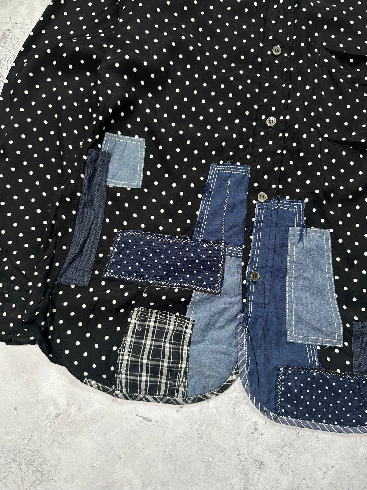 Comme des Garçons Homme AD2014 Polkadot Patchwork Longsleeve Shirt (S)