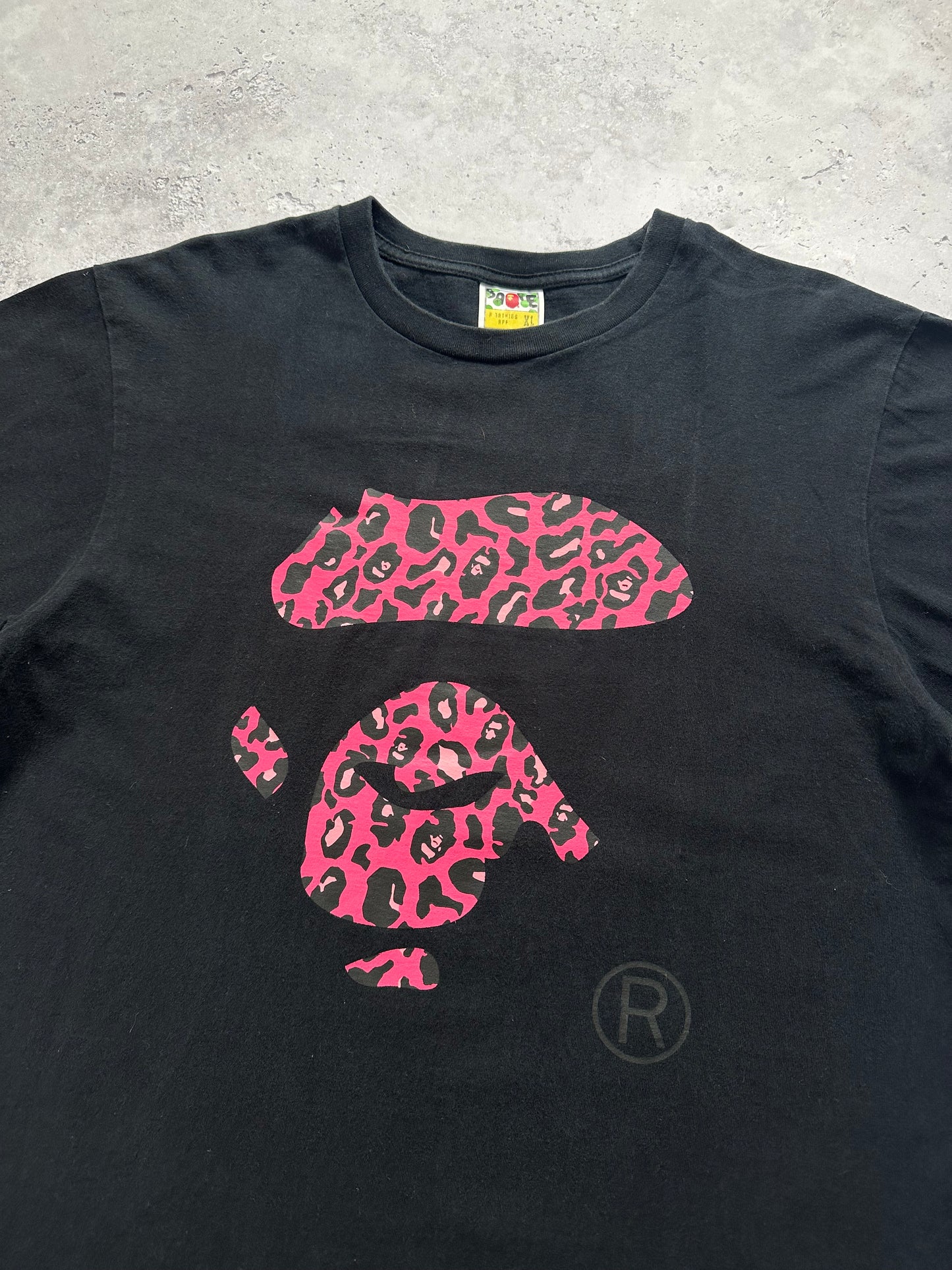A Bathing Ape Bape 2012 Pink Leopard Camo Big Ape Head T-Shirt (XL)