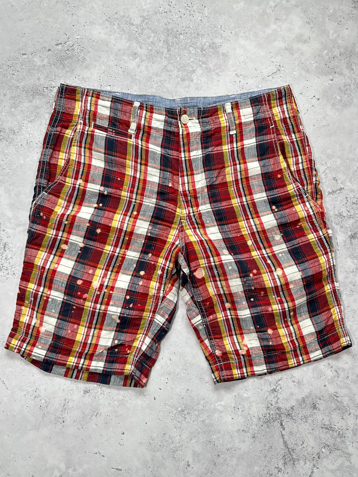 Comme des Garçons Homme AD2012 Plaid Bleached Shorts (Waist 32”)