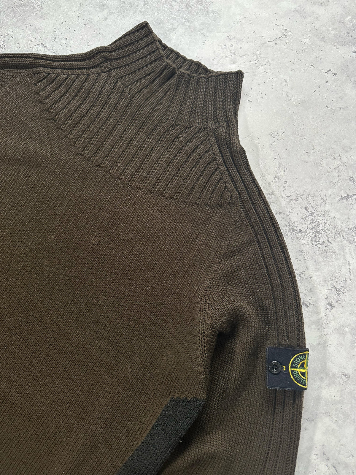 Stone Island AW2001 Ribbed Mockneck Wool Jumper by Paul Harvey (L-M)