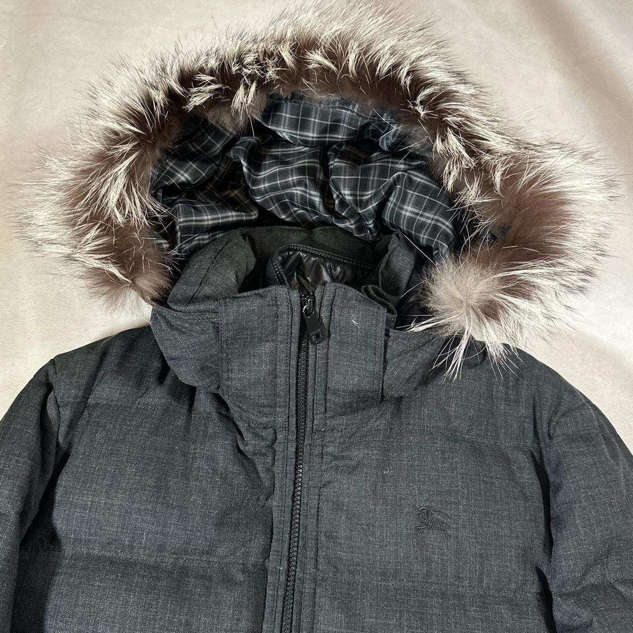 00’s Burberry Black Label Fur Hood Down Puffer Jacket (L fits M)