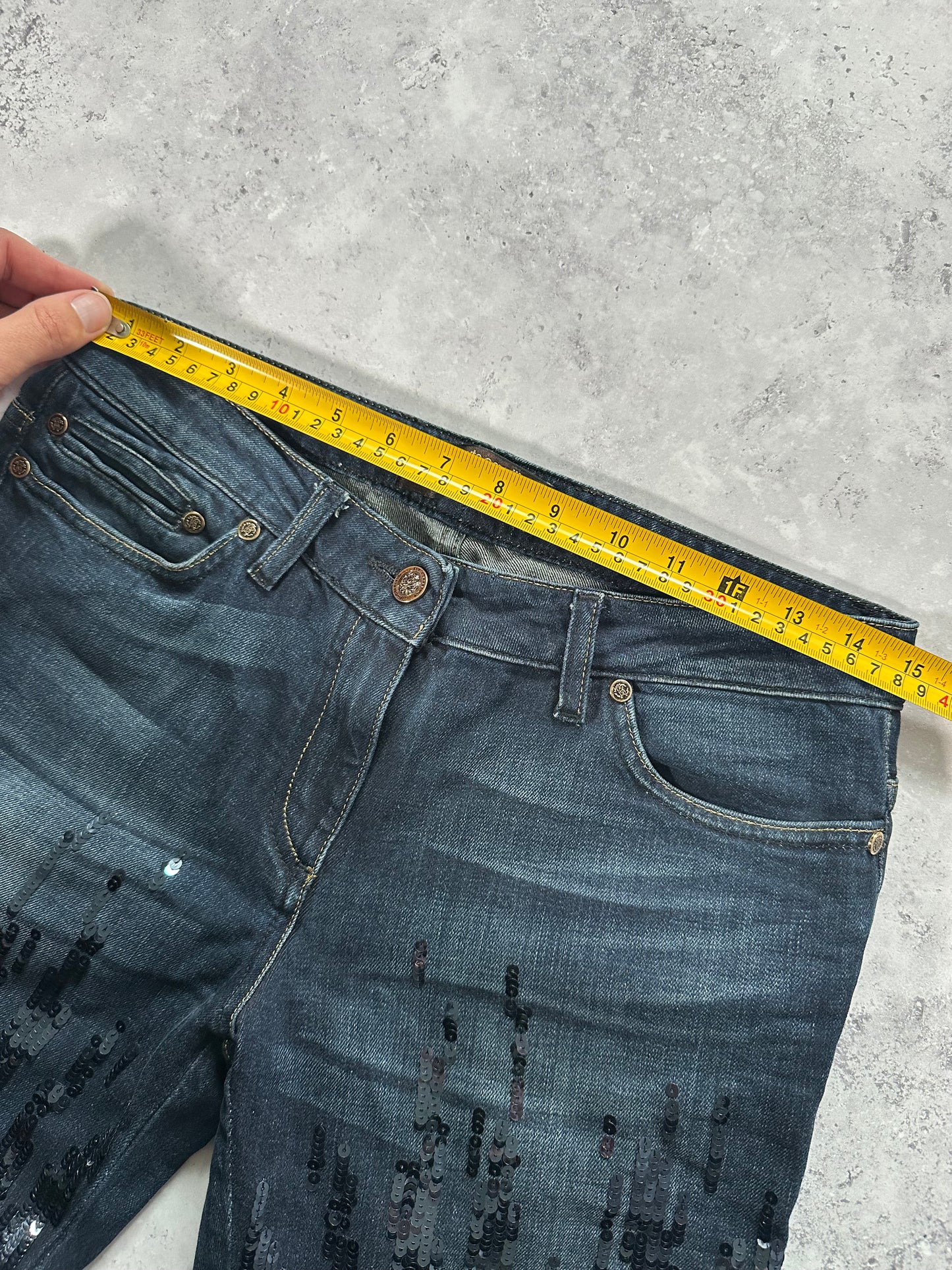 Roberto Cavalli 2010s Sequinned Denim Jeans (W28)