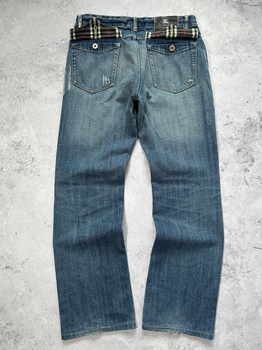 Burberry Black Label 2007 Pocket Check Studded Clawmark Jeans (W29)