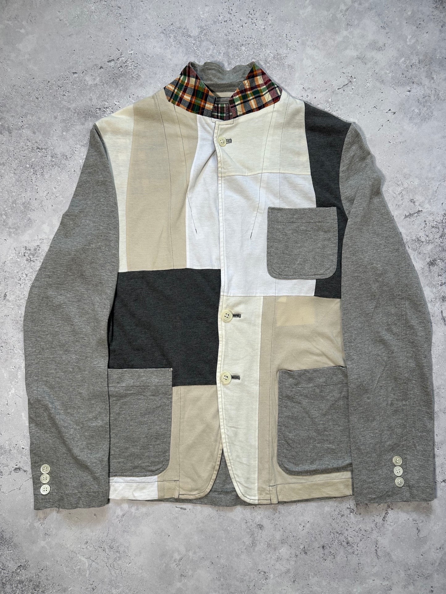 Comme des Garçons Homme SS2008 Patchwork Jersey Blazer (S)