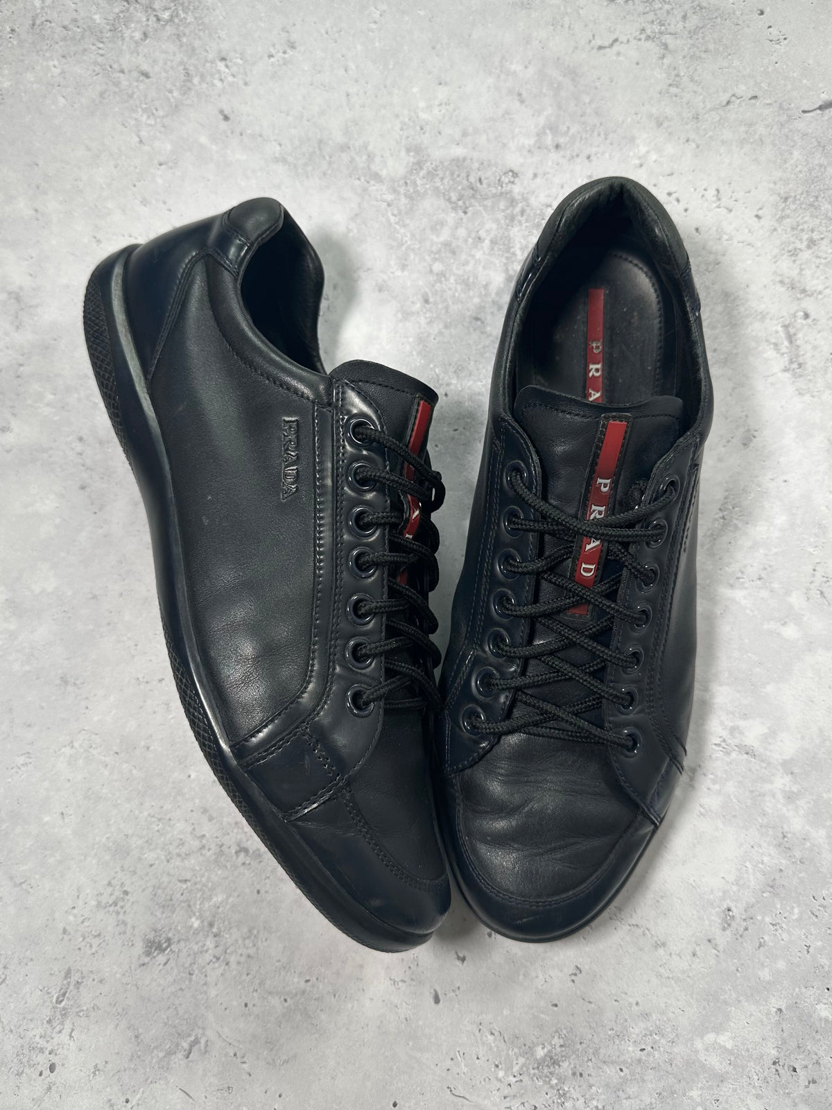 Prada Linea Rossa 2000s Leather ‘GAT’ Low Sneakers in Black (UK9/US10/EU43)