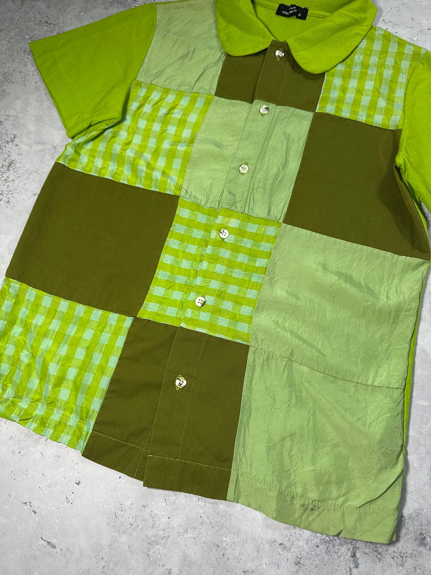 Comme Des Garçons Tricot SS2000 Patchwork Button Up Tshirt (S)