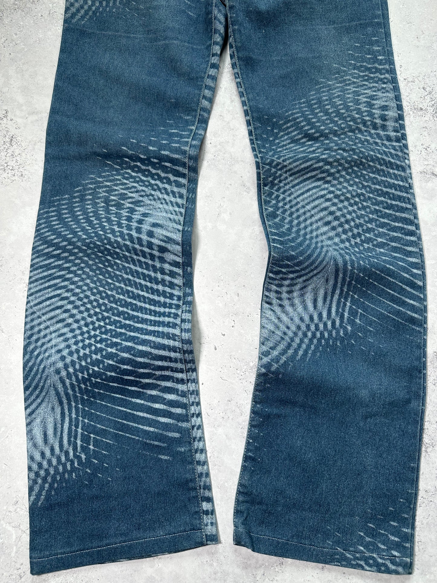 Roberto Cavalli 2006 Optical Wave Bleached Straight Fit Jeans